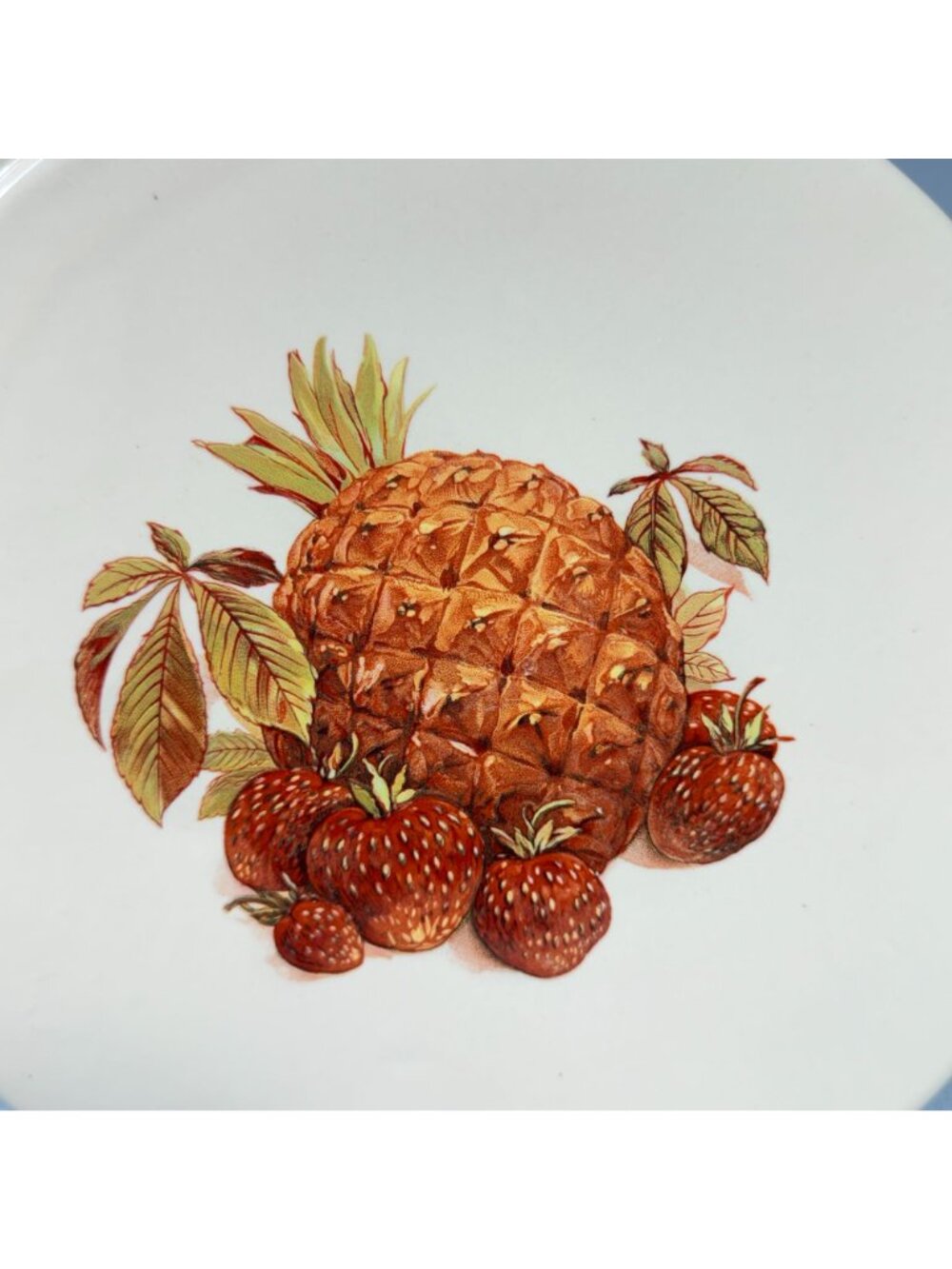 Vintage Hyalyn USA Tilted Cookie Jar Canister Pineapple Strawberry Fruit 9" - Picture 3 of 12